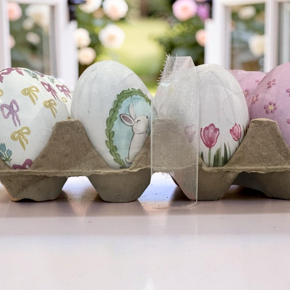 Pack of 12 Papier-Mâché Painted Easter Eggs (Size: 2-1/2"H x 2" Dia.) - Picture 2 of 8